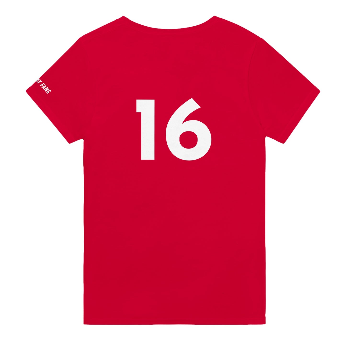 #16 F1 merch t-shirt in red by race day fans