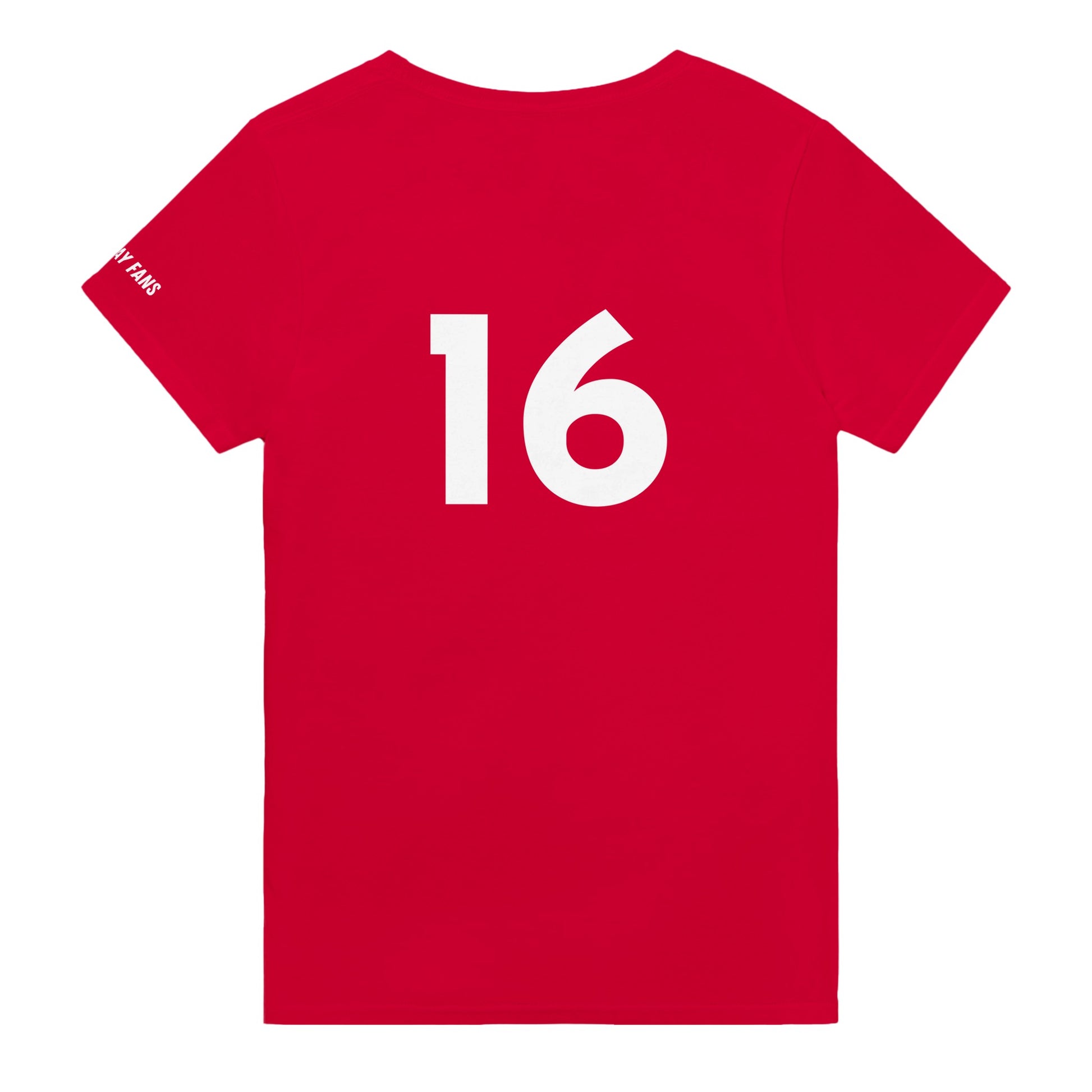 #16 F1 merch t-shirt in red by race day fans
