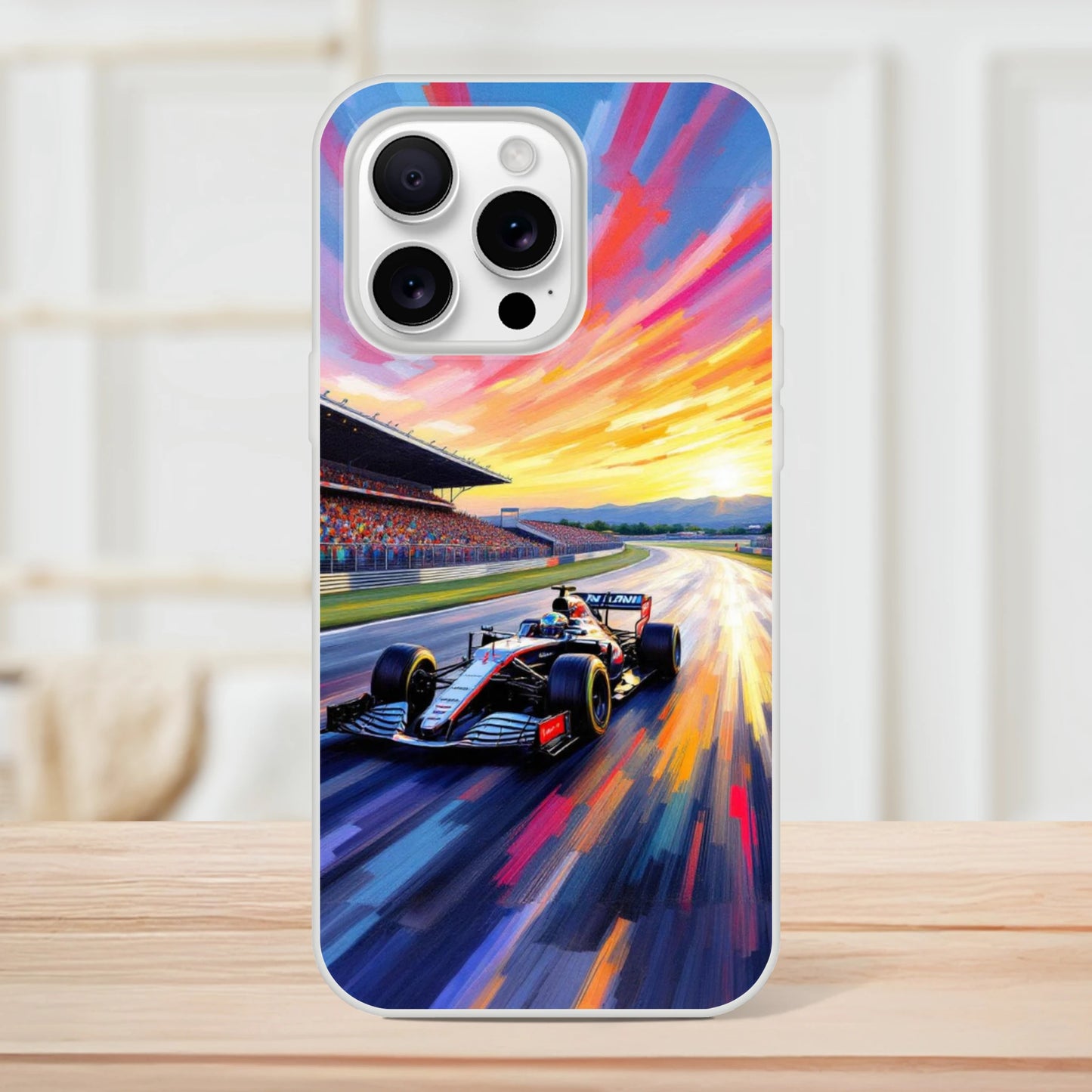 F1 circuit at sunset Flexi phone case