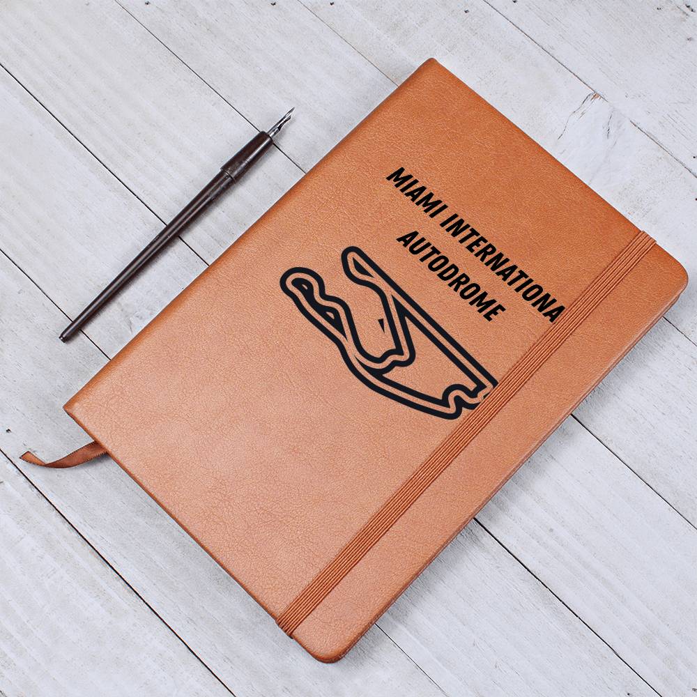 F1 racing notebook with engraved track