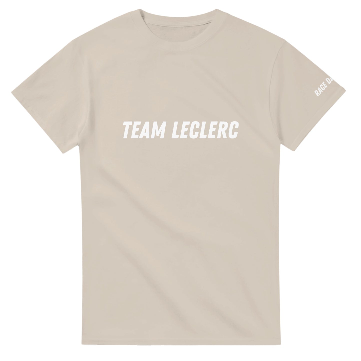 Team Leclerc merch F1 t-shirt in beige by Race Day Fans